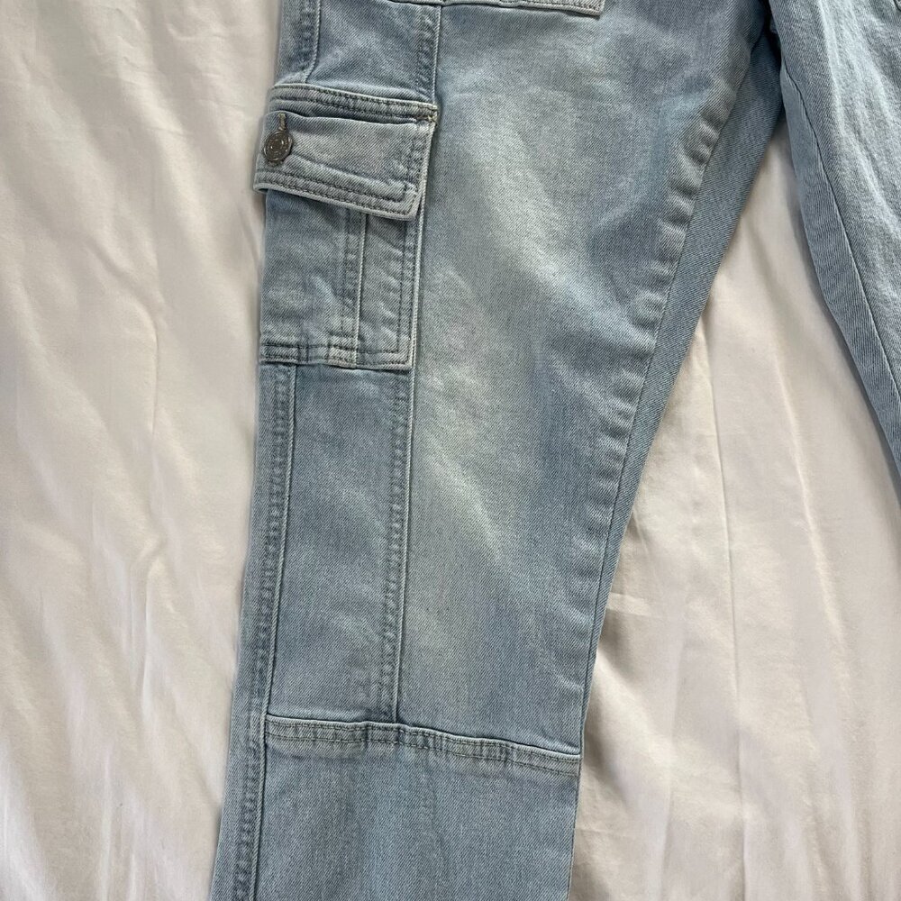 KanCan Light Wash High Waist Straight Leg Cotton Blend Cargo Jeans | Size 9 - Picture 4 of 9